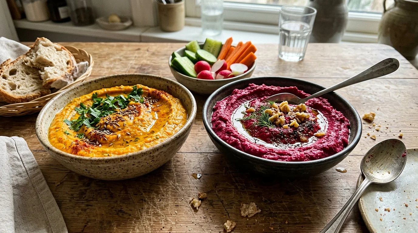 Domácí hummus z alternativních surovin.