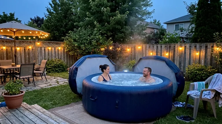 Nafukovací výřivka na zahradě