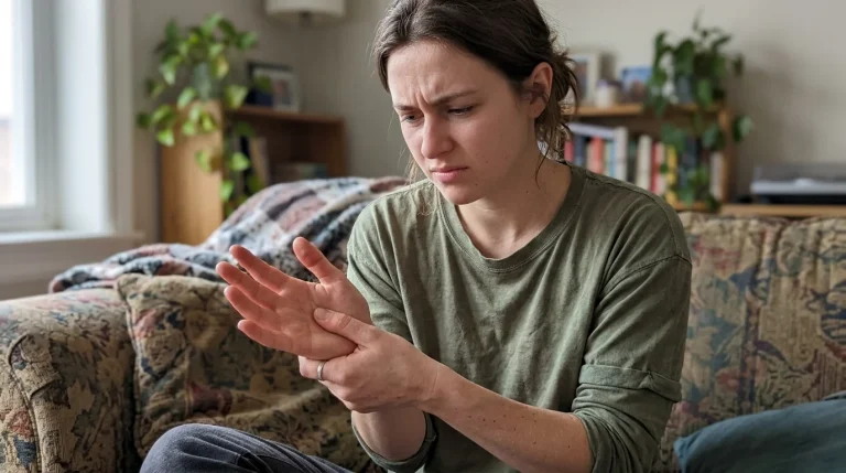 Osoba masírující si bolavou dlaň ruky